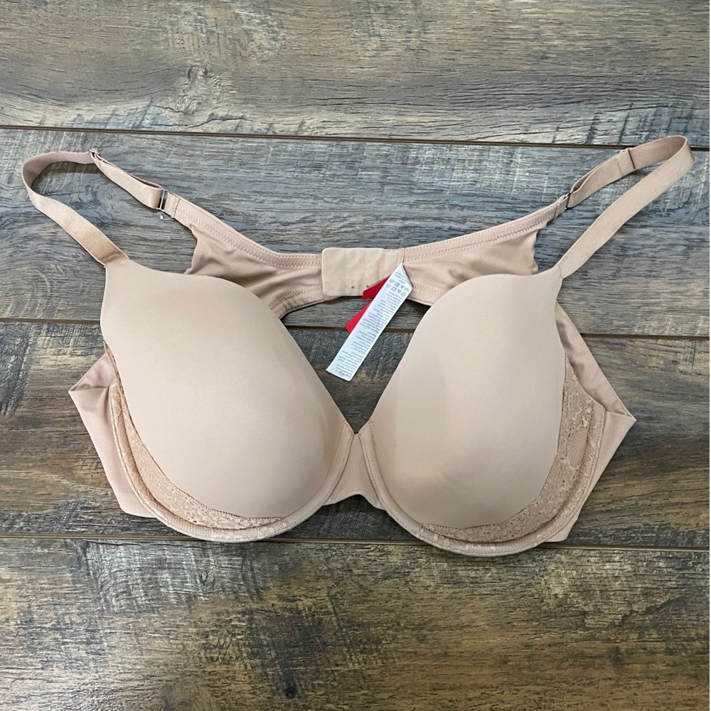 Spanx Bra-llelujah Full Coverage Underwire Lace Trim Bra Nude Beige 40D Neutral